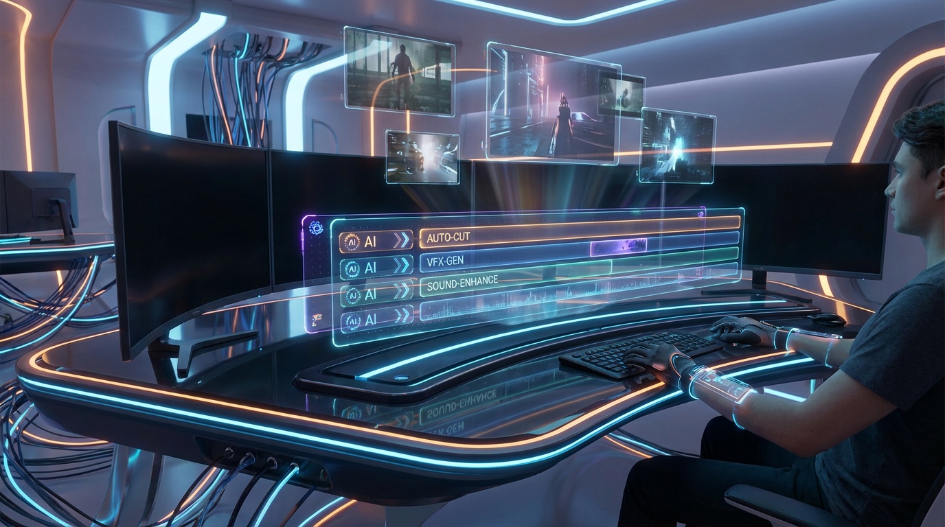 AI video editing interface with multiple model outputs being compared side by side