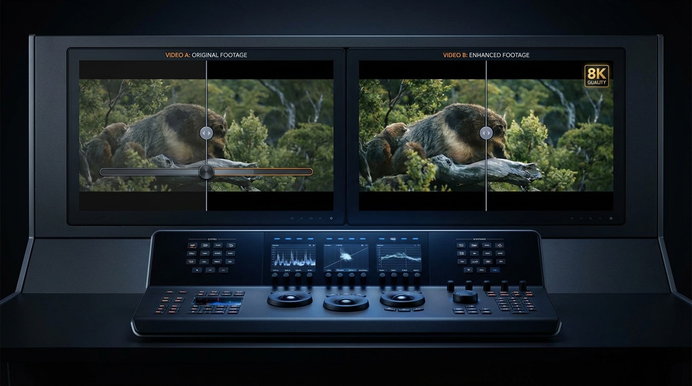 Two synchronized video players side by side with comparison controls